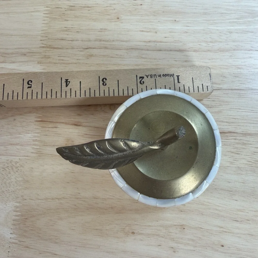 Vintage 90's Brass & Mother of Pearl Apple Shaped Trinket Box India